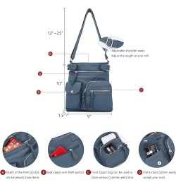 Crossbody Bags for Women Washed Leather Shoulder Bags Multi Pocket Soft Hobo Purses and Medium Handbags 12navy $20.64 Hobo Bags