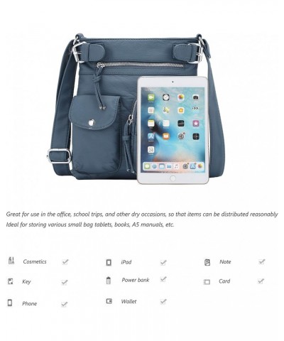 Crossbody Bags for Women Washed Leather Shoulder Bags Multi Pocket Soft Hobo Purses and Medium Handbags 12navy $20.64 Hobo Bags