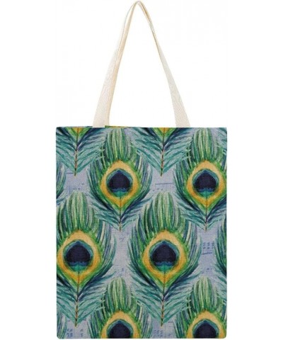 Peacock Feature Canvas Beach Bags, Shopping Bag for Books, Inspirational Gifts for Bachelorette Style-2 $10.56 Totes