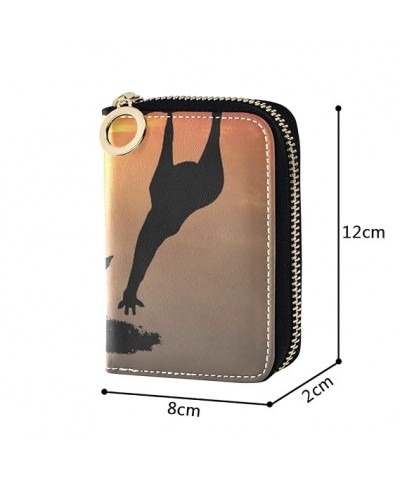 Giraffe Mom And Baby I Love You Mom Credit Card Coin wallet, RFID Blocking Compact Women Leather Card Holder, Key Change Orga...