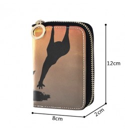 Giraffe Mom And Baby I Love You Mom Credit Card Coin wallet, RFID Blocking Compact Women Leather Card Holder, Key Change Orga...