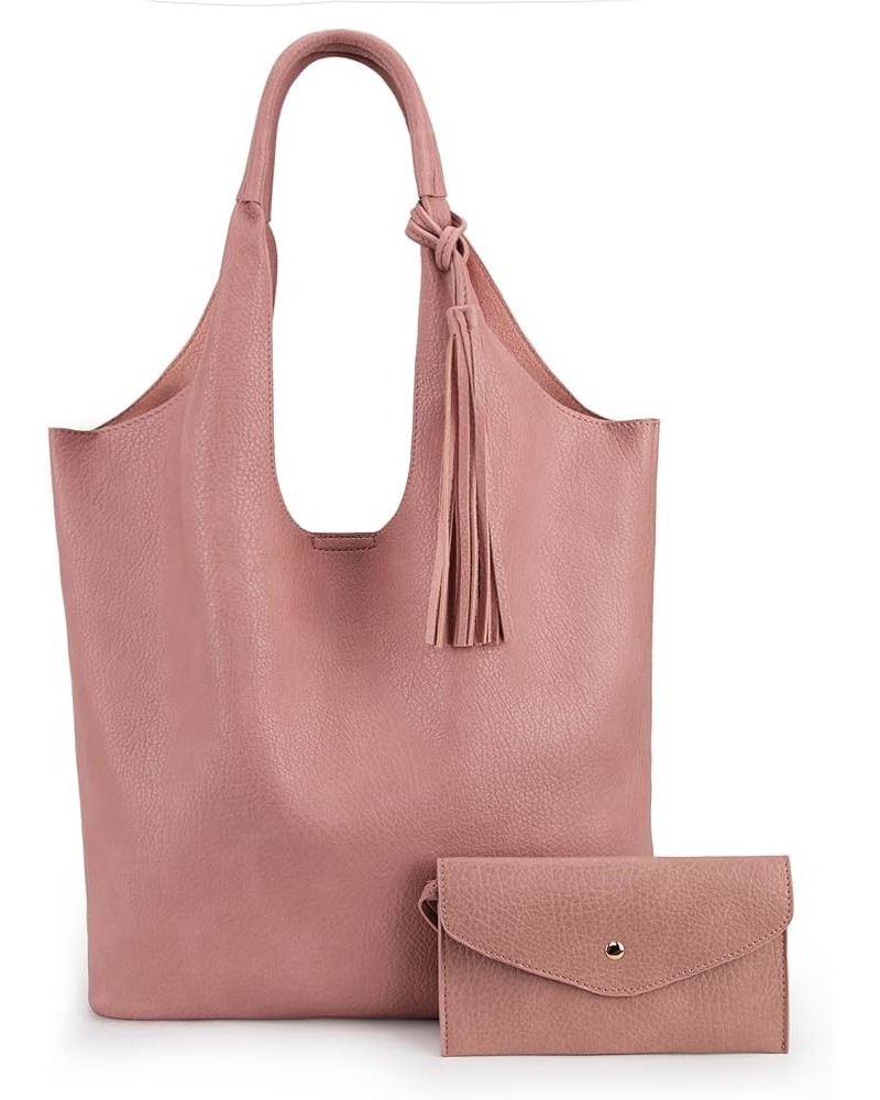 Slouchy Hobo Bags for Women Soft Designer Shoulder Purses Ladies Top Handle Handbag Z Rose Pink $13.72 Hobo Bags