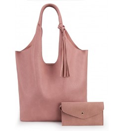 Slouchy Hobo Bags for Women Soft Designer Shoulder Purses Ladies Top Handle Handbag Z Rose Pink $13.72 Hobo Bags