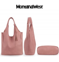 Slouchy Hobo Bags for Women Soft Designer Shoulder Purses Ladies Top Handle Handbag Z Rose Pink $13.72 Hobo Bags