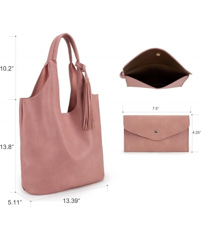 Slouchy Hobo Bags for Women Soft Designer Shoulder Purses Ladies Top Handle Handbag Z Rose Pink $13.72 Hobo Bags