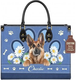 Personalized German Shepherd Dog Handbags, Custom Name Dog Leather Bags, Purses, Shoulder Bag, Gift For Dog Mom Dog Lover Sty...