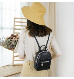 Mini Backpack Purse Zipper Closure Faux Leather Backpack Purse Gift for Women Black $9.44 Backpacks