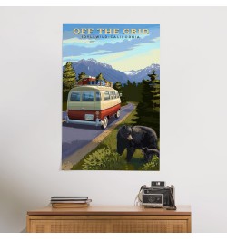 24x36 Inch Giclee Print, Idyllwild, California, Off the Grid, Camper Van and Wildlife $23.00 Totes