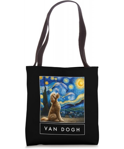 Van Gogh Starry Night Dog Art for Dog Lover, Doodle Dog Tote Bag $14.99 Totes