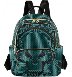 Skull Funny Circuit Stripe Small Backpack Purse for Women Travel Bag Fashion Daypack Back Pack Shoulder Bag Multicolor Medium...