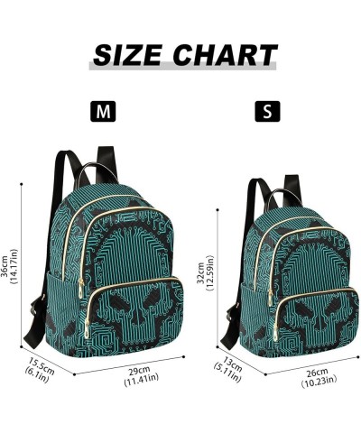 Skull Funny Circuit Stripe Small Backpack Purse for Women Travel Bag Fashion Daypack Back Pack Shoulder Bag Multicolor Medium...