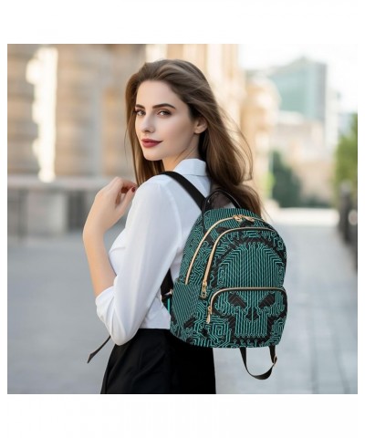 Skull Funny Circuit Stripe Small Backpack Purse for Women Travel Bag Fashion Daypack Back Pack Shoulder Bag Multicolor Medium...