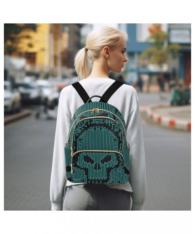 Skull Funny Circuit Stripe Small Backpack Purse for Women Travel Bag Fashion Daypack Back Pack Shoulder Bag Multicolor Medium...