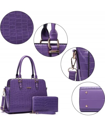 Satchel Purses For Women Top Handle Bag Purse And Wallet Set Work Tote Bags 2pcs A3-2pcs/Setpurple $18.24 Hobo Bags