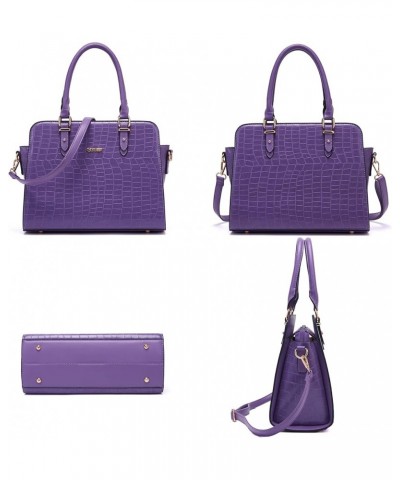 Satchel Purses For Women Top Handle Bag Purse And Wallet Set Work Tote Bags 2pcs A3-2pcs/Setpurple $18.24 Hobo Bags