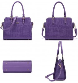 Satchel Purses For Women Top Handle Bag Purse And Wallet Set Work Tote Bags 2pcs A3-2pcs/Setpurple $18.24 Hobo Bags