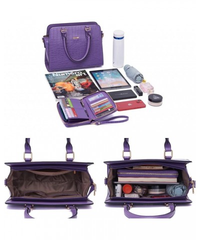 Satchel Purses For Women Top Handle Bag Purse And Wallet Set Work Tote Bags 2pcs A3-2pcs/Setpurple $18.24 Hobo Bags