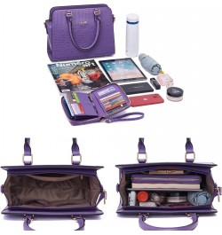 Satchel Purses For Women Top Handle Bag Purse And Wallet Set Work Tote Bags 2pcs A3-2pcs/Setpurple $18.24 Hobo Bags