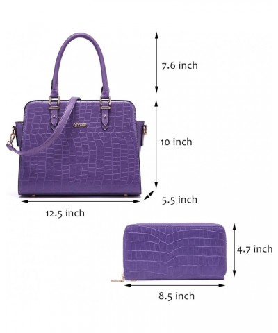 Satchel Purses For Women Top Handle Bag Purse And Wallet Set Work Tote Bags 2pcs A3-2pcs/Setpurple $18.24 Hobo Bags