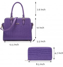 Satchel Purses For Women Top Handle Bag Purse And Wallet Set Work Tote Bags 2pcs A3-2pcs/Setpurple $18.24 Hobo Bags