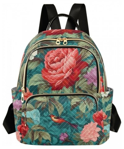 Autumn Pumpkins and Leaves Ladies Fashion Backpack, Medium Travel Backpack for Women, Backpack for Adults, M Colorful Floral ...