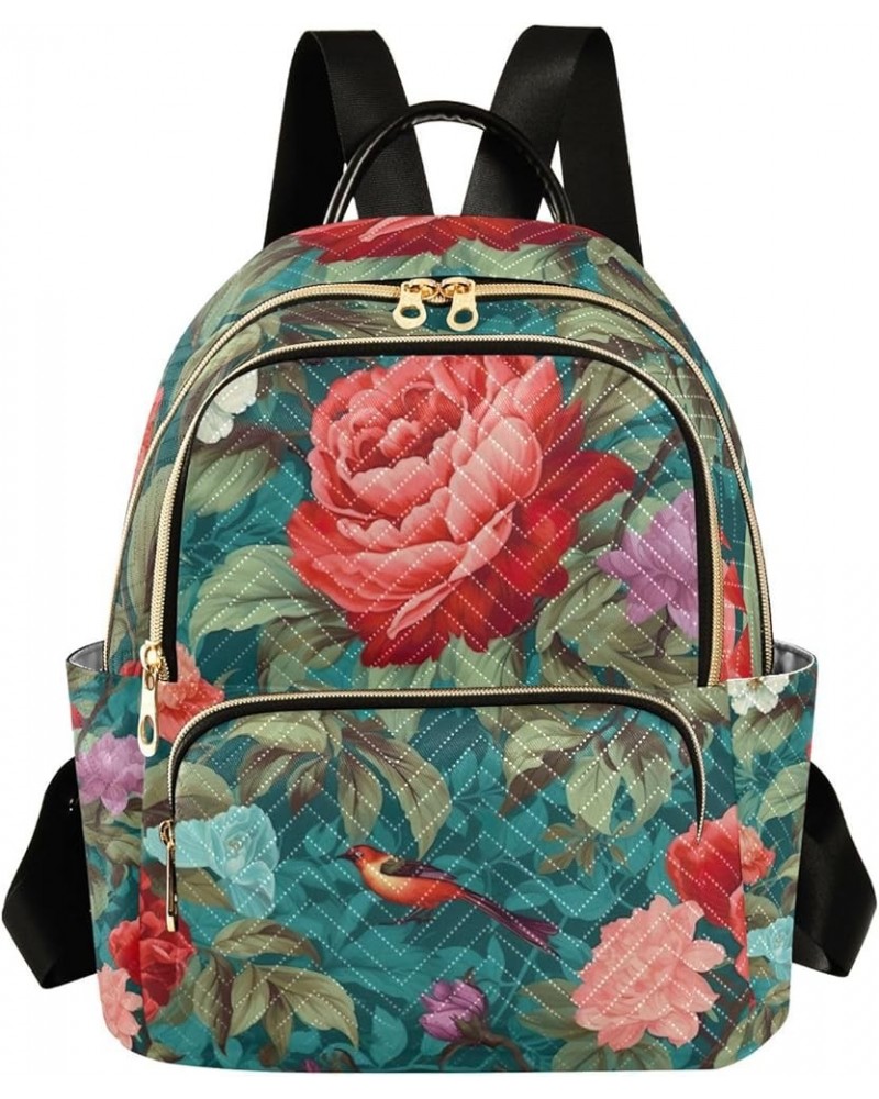 Autumn Pumpkins and Leaves Ladies Fashion Backpack, Medium Travel Backpack for Women, Backpack for Adults, M Colorful Floral ...