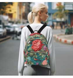 Autumn Pumpkins and Leaves Ladies Fashion Backpack, Medium Travel Backpack for Women, Backpack for Adults, M Colorful Floral ...