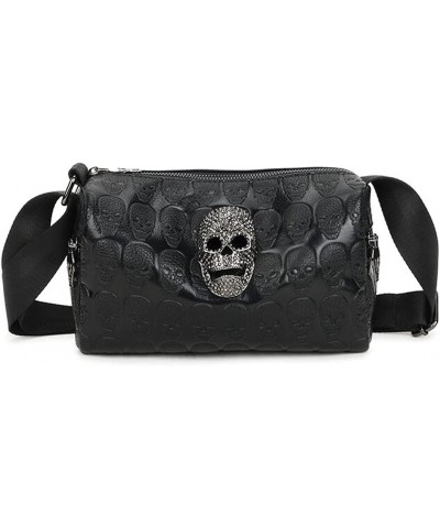 Skull Handbag Shoulder Bag PU LeatherWomen Handbag with Adjustable Shoulder Strap Black $33.61 Shoulder Bags