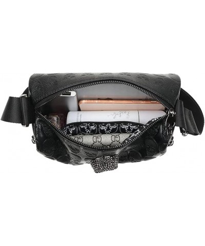 Skull Handbag Shoulder Bag PU LeatherWomen Handbag with Adjustable Shoulder Strap Black $33.61 Shoulder Bags