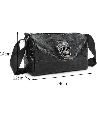 Skull Handbag Shoulder Bag PU LeatherWomen Handbag with Adjustable Shoulder Strap Black $33.61 Shoulder Bags