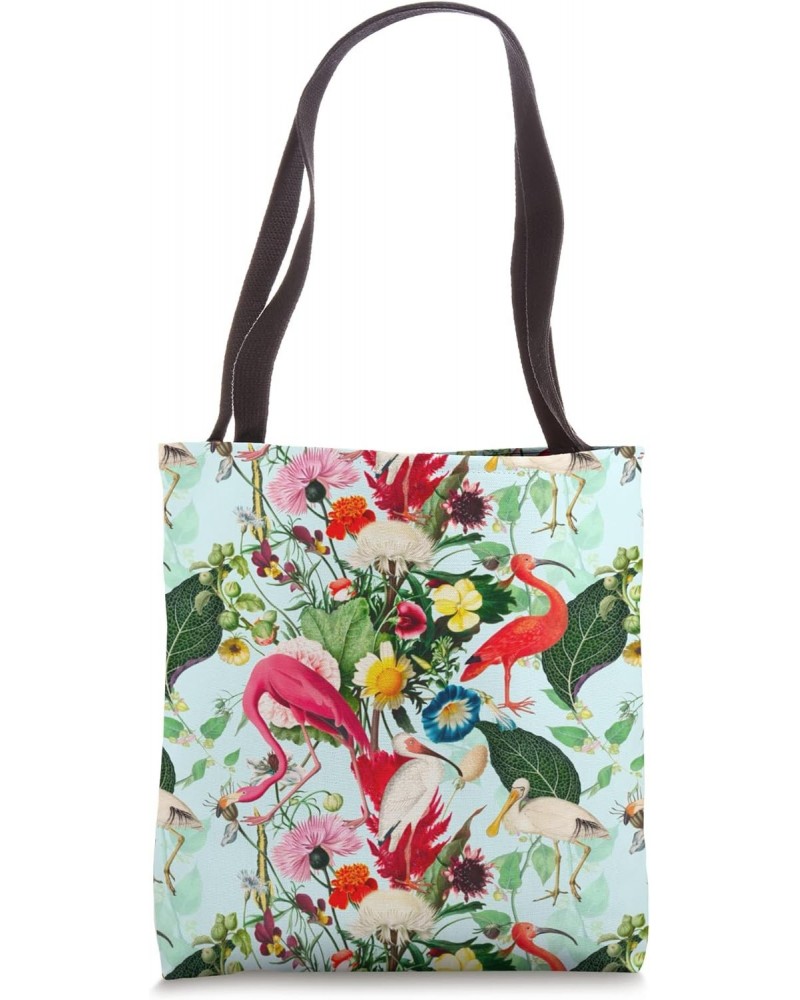 Tropical,exotic,summer,birds,flowers,flamingo pattern Tote Bag $14.25 Totes