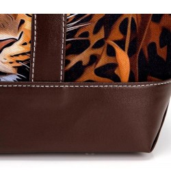 Leopard Canvas Leather Mix Crossbody Bag - Stylish Hand-Held Purse with Adjustable Strap - 13.3x4.7x12.2 in Size $24.95 Cross...