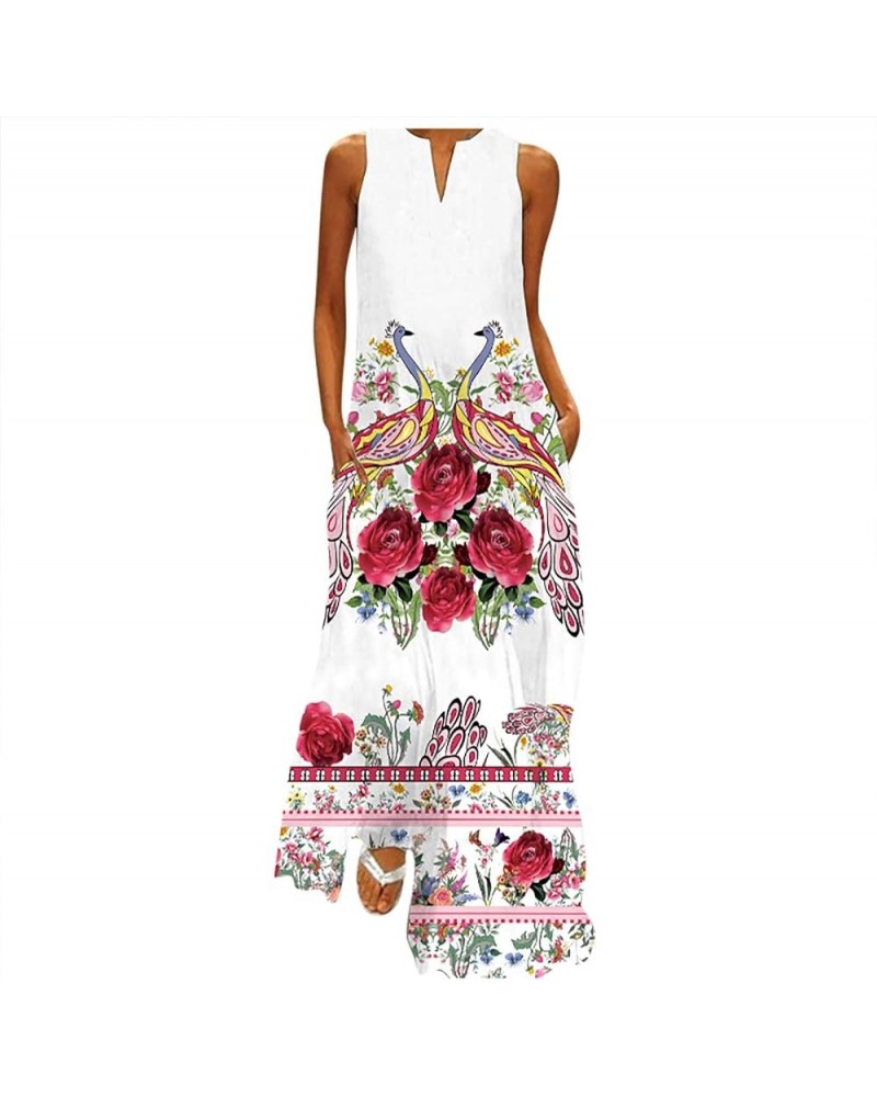 V Neck Baggy Hem Women's Split Kaftan Dress Printed Dress Long Sleeveless Women's Dress High Low Prom Dress B-red $9.43 Clothing