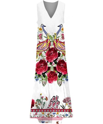 V Neck Baggy Hem Women's Split Kaftan Dress Printed Dress Long Sleeveless Women's Dress High Low Prom Dress B-red $9.43 Clothing