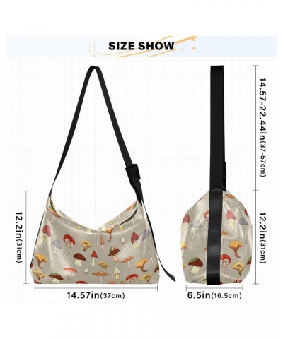 Mushrooms Soft PU Leather Shoulder Bag for Women Stylish Ladies Crossbody Purse with Zipper Closure Clutch Purse for Travelin...