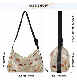 Mushrooms Soft PU Leather Shoulder Bag for Women Stylish Ladies Crossbody Purse with Zipper Closure Clutch Purse for Travelin...