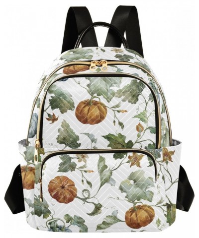 Watercolor Fall Pumpkins Leaves Fashion Backpack Purse for Women Multipurpose Casual Daypack with Multi Pockets & Secured Zip...