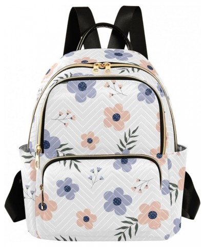 Pink and Purple Flowers Backpack for Women Lightweight Casual Daily Quilted Travel Backpack 11.4×6.1×14.1 in Small $17.50 Bac...