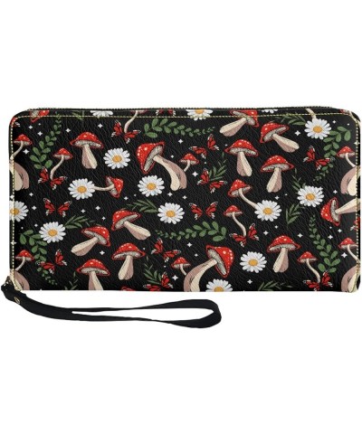 Magical Dachshund Floral Butterfly Womens Wallet RFID Blocking Card Holder Clutch Travel Zip Around Long Purse Wristlet Mushr...