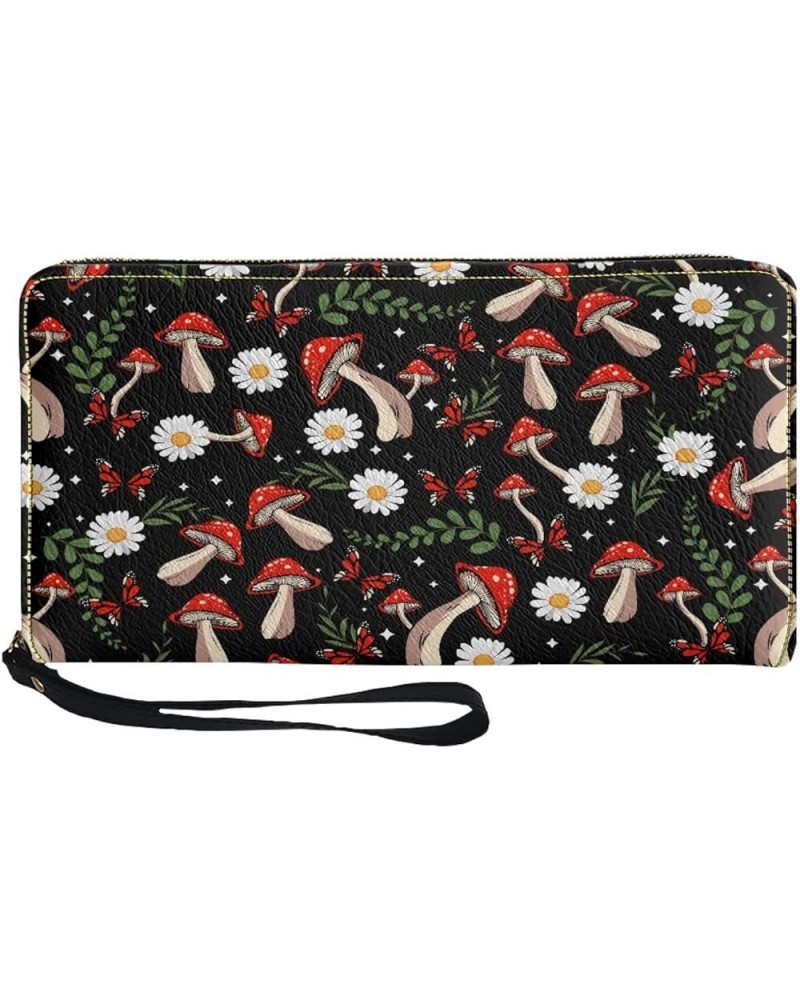 Magical Dachshund Floral Butterfly Womens Wallet RFID Blocking Card Holder Clutch Travel Zip Around Long Purse Wristlet Mushr...