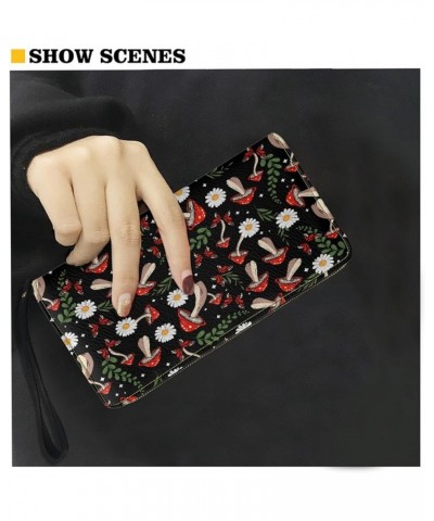 Magical Dachshund Floral Butterfly Womens Wallet RFID Blocking Card Holder Clutch Travel Zip Around Long Purse Wristlet Mushr...