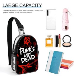 Clear Sling Bag, Stadium Approved PVC Crossbody Backpack, Compatible with Navy Black Skulls Clear Casual Chest Daypack for Hi...