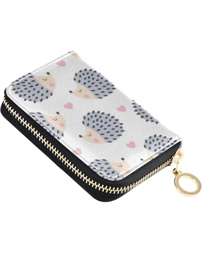 RFID Credit Card Holder Case Cute Hedgehog Animal Leather Printed Zipper Card Case Wallet for Women Girls $10.07 Wallets