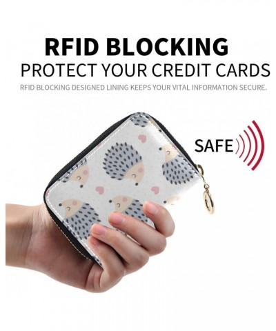 RFID Credit Card Holder Case Cute Hedgehog Animal Leather Printed Zipper Card Case Wallet for Women Girls $10.07 Wallets