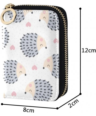 RFID Credit Card Holder Case Cute Hedgehog Animal Leather Printed Zipper Card Case Wallet for Women Girls $10.07 Wallets