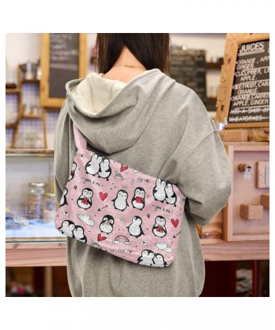 Penguin You and Me Plush Shoulder Bag Furry Tote Handbag Purse Faux Fur Crossbody Bag for Women $9.46 Shoulder Bags