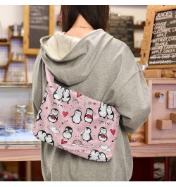 Penguin You and Me Plush Shoulder Bag Furry Tote Handbag Purse Faux Fur Crossbody Bag for Women $9.46 Shoulder Bags