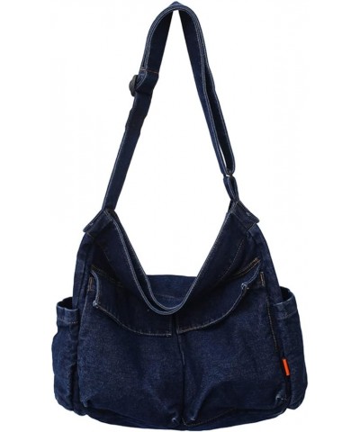 Canvas Messenger Bag Large Hobo Crossbody Bag with Multiple Pockets Shoulder Tote Bags for Women and Men Dark Blue Jean $11.2...