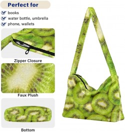 Women Boho Handbag Kiwi Slice Closeup Tropical Underarm Bag Tote Bag Shoulder Bag Crossbody Bag Fluffy Cell Phone Purse Patri...