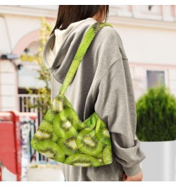 Women Boho Handbag Kiwi Slice Closeup Tropical Underarm Bag Tote Bag Shoulder Bag Crossbody Bag Fluffy Cell Phone Purse Patri...